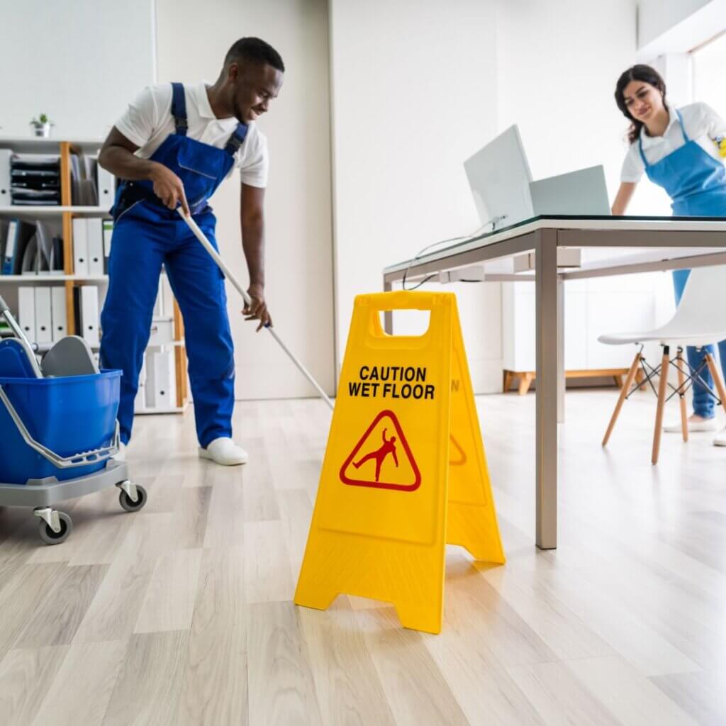 professional cleaners in office building