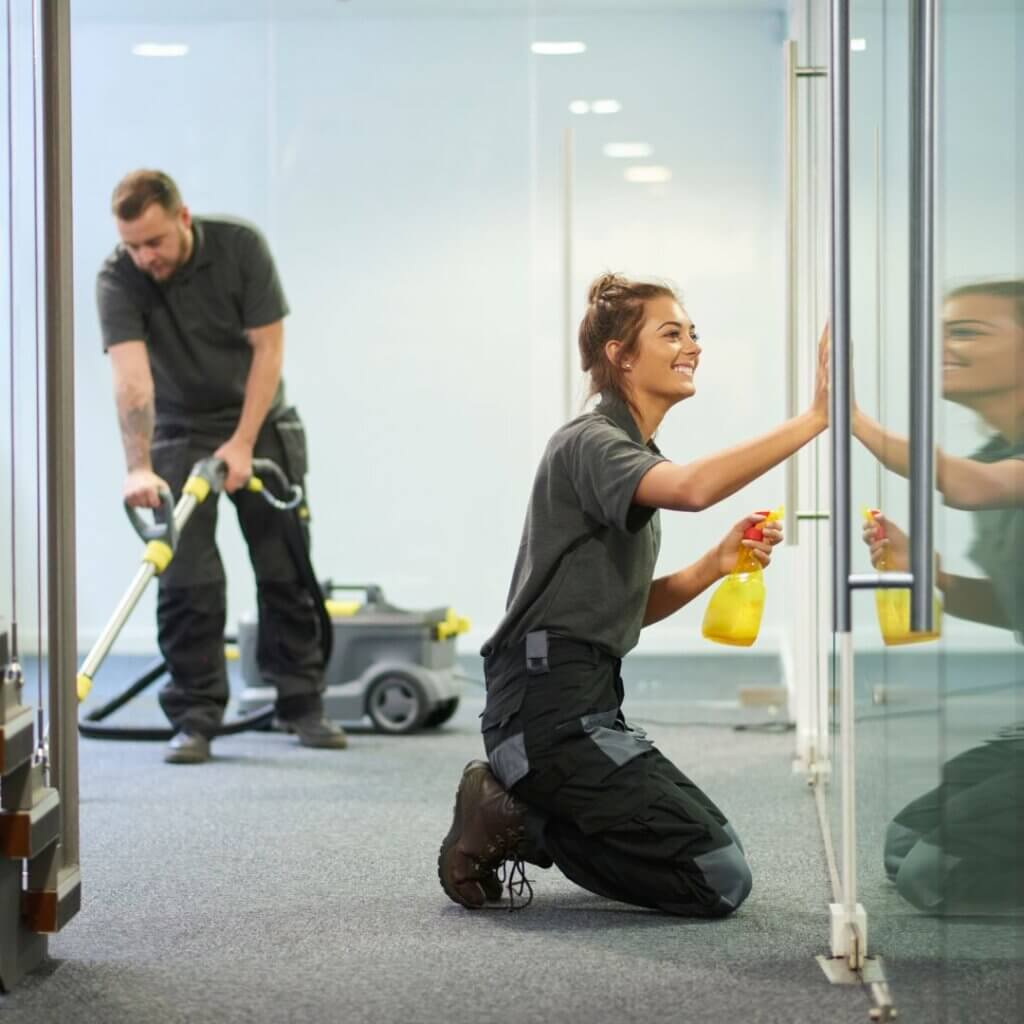 Cleaning experts cleaning a medical facility