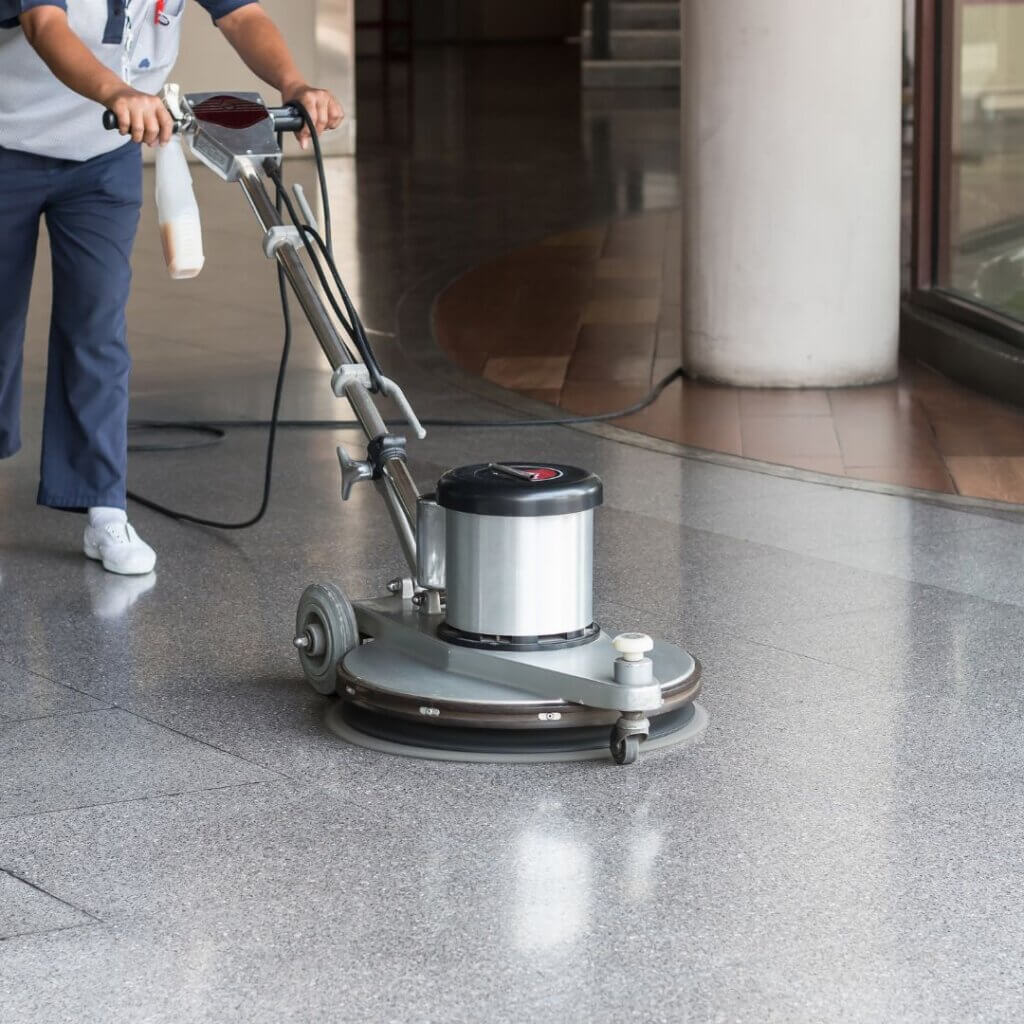 A floor being waxed 