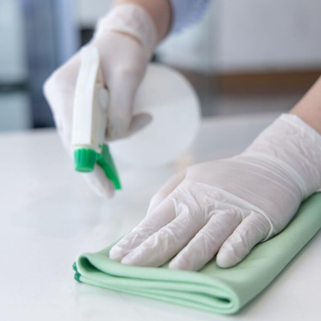 A person cleaning