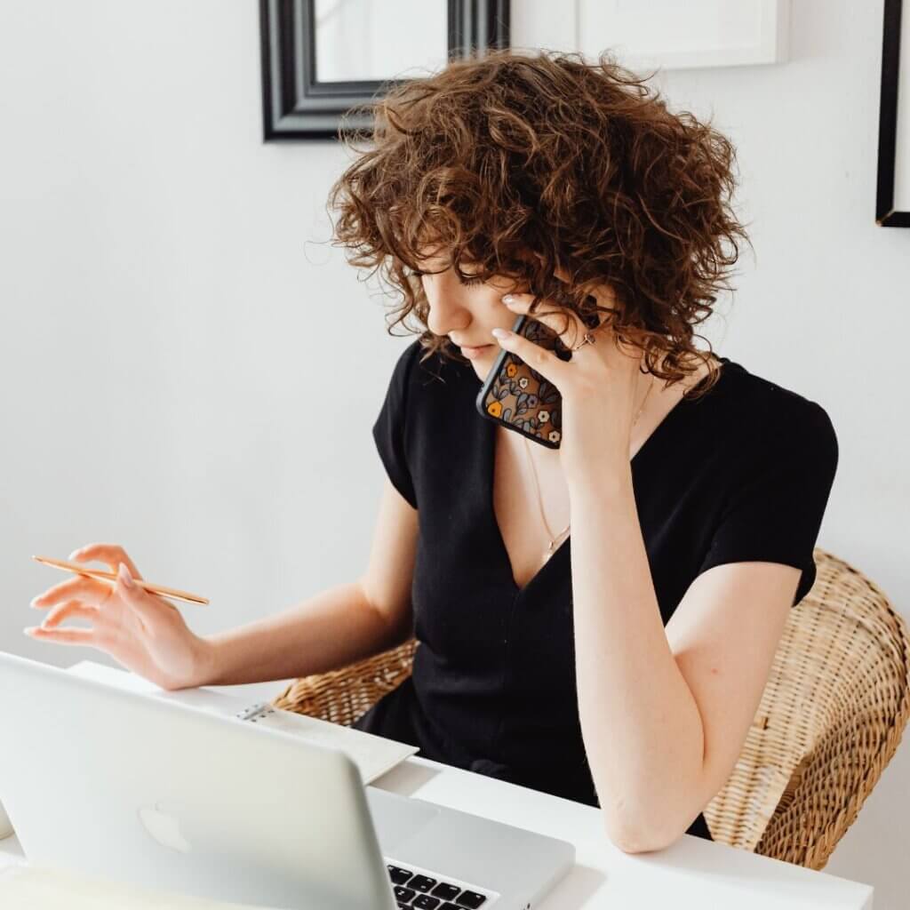 A woman on the phone