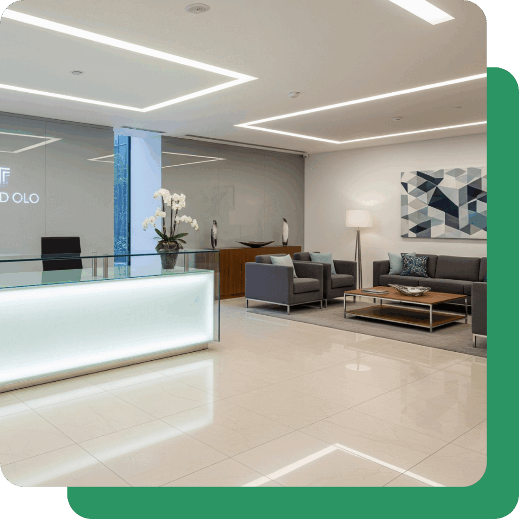 Clean lobby area of building