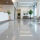 a medical office lobby with gleaming, polished floors