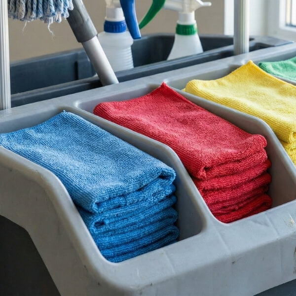 Wipe clothes in a janitor's cart