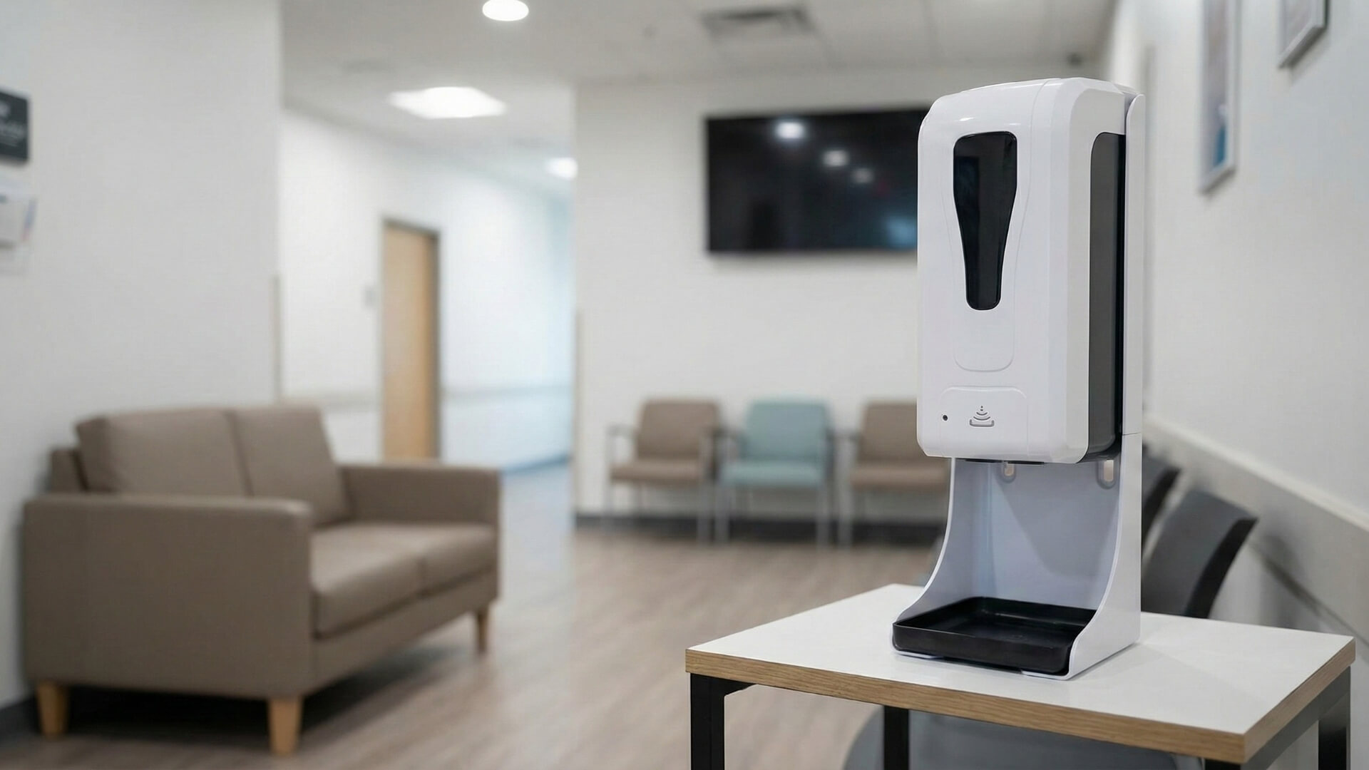 hand sanitizer in a waiting room