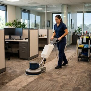 Carpet being cleaned.