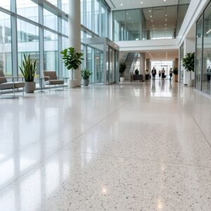 Clean, waxed office floors.